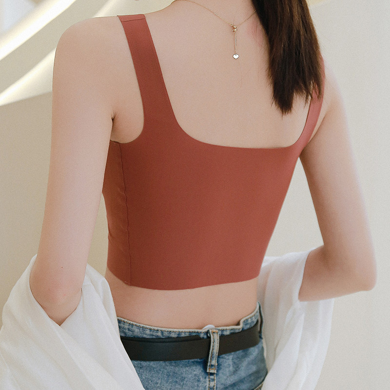 大u型形美背夏薄款2022网红抹胸 悠橙抹胸
