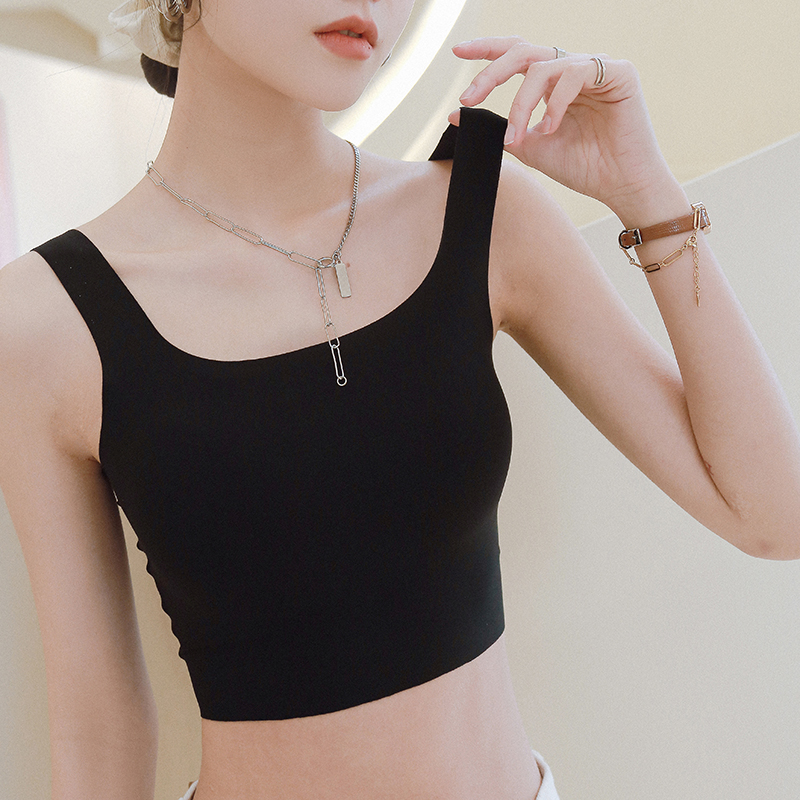 大u型形美背夏薄款2022网红抹胸 悠橙抹胸