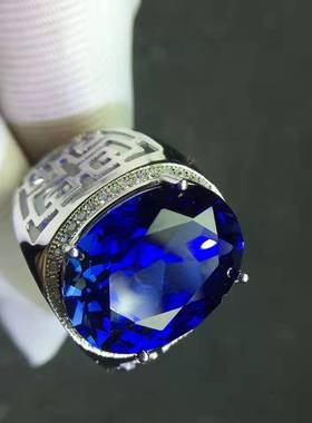 镀925银新品天然无烧斯里兰卡男