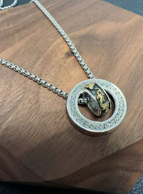 新品新款复古灵动貔貅双环项链牌