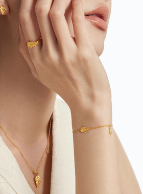 黄财神戒指女轻奢小众国风描金开