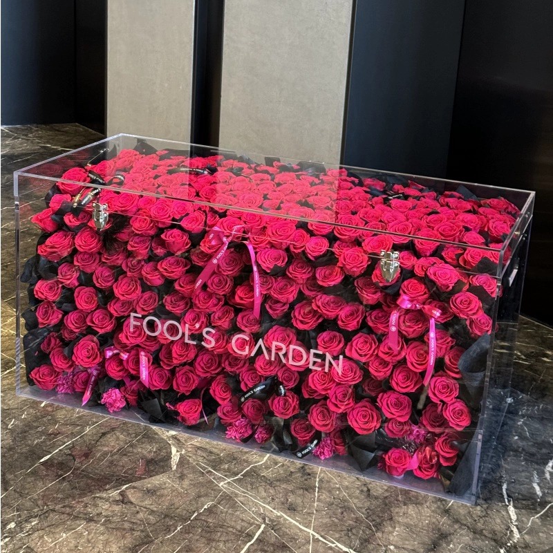 亚克力透明永生花盒翻盖收纳盒口红香水装饰盒带锁高档礼品盒定制 - 图2