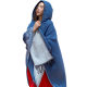 ຜ້າພັນຄໍແບບຊົນເຜົ່າ hooded cloak ຈຸດປະສົງສອງດ້ານທິດຕາເວັນຕົກສຽງເຫນືອຂອງທິເບດການຖ່າຍຮູບການຖ່າຍຮູບຜ້າພັນຄໍທີ່ອົບອຸ່ນຫນາສໍາລັບແມ່ຍິງດູໃບໄມ້ລົ່ນແລະລະດູຫນາວ