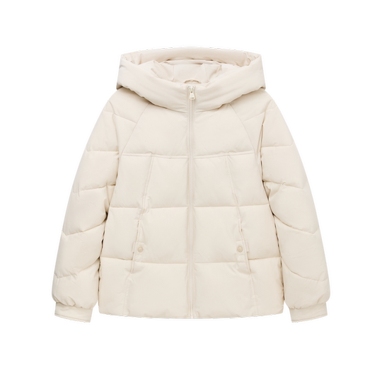 快鱼棉服女2025年冬季新款微宽松净色连帽外套防寒保暖加厚小棉袄