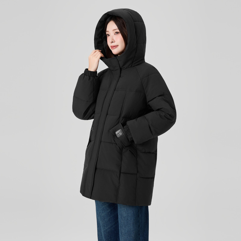 快鱼2025冬新款女士中长款连帽棉服保暖舒适简单百搭抗风御寒棉衣,淘宝优惠券,粉丝福利购,淘宝优惠卷