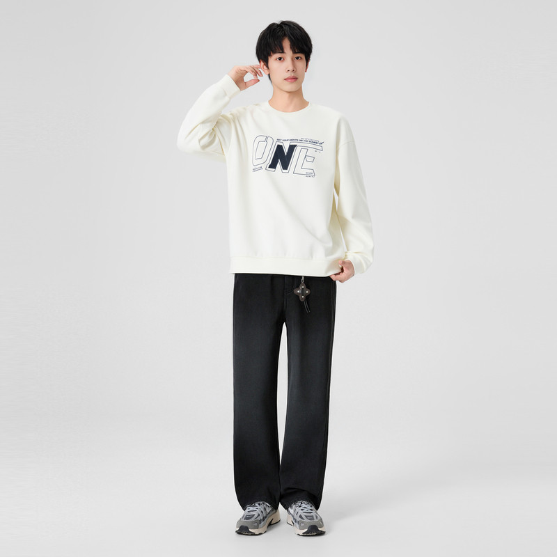 快鱼松紧腰男士牛仔裤2025年冬新款直筒裤宽松运动长裤百搭男裤,淘宝优惠券,粉丝福利购,淘宝优惠卷