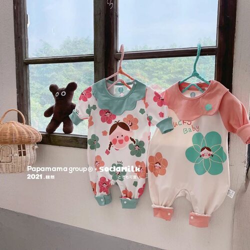 童装爬服春秋款莱卡纯棉婴儿连体衣哈衣宝宝苏打牛奶新生儿长袖 - 图2