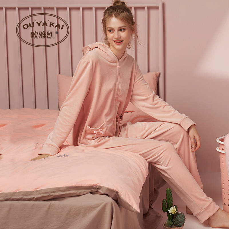 情侣可爱毛绒连体秋冬季海岛绒睡衣 欧雅凯睡衣/家居服套装