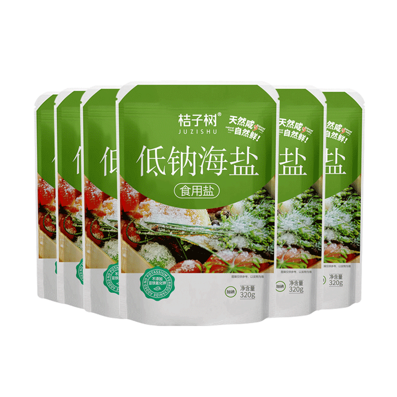 桔子树低钠海盐加碘盐巴320g*6袋含碘精制加典天然加碘的盐食用盐 - 图3