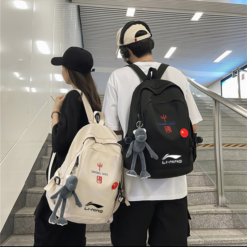 中国李宁双肩女小众设计高电脑包 迪奴尼箱包双肩背包