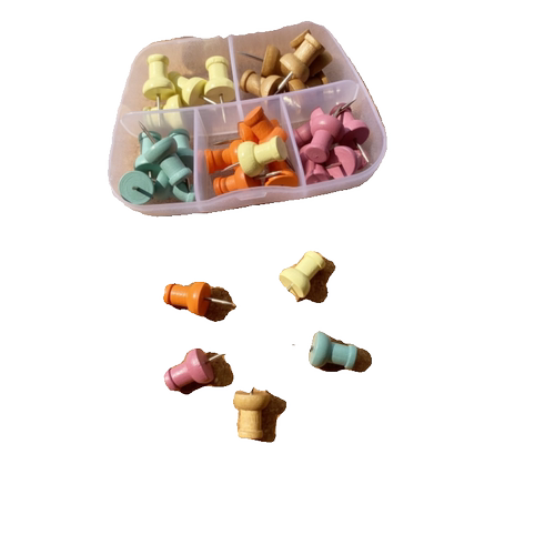 30枚彩色软木钉5格盒装按钉创意公告栏留言板毛毡板照片墙工字钉 - 图3