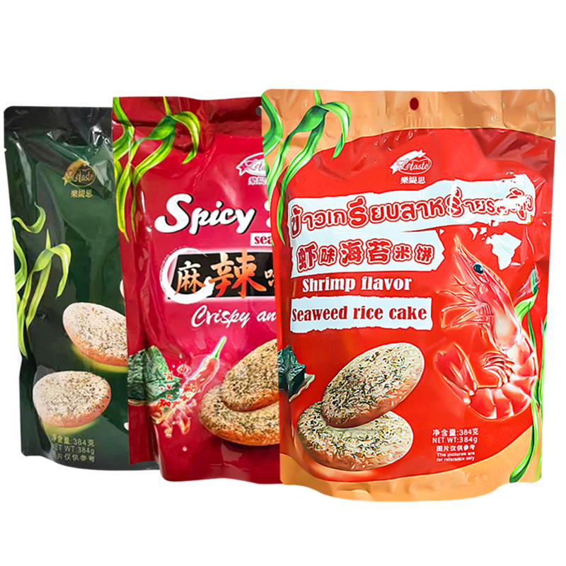 乐缇思海苔米饼原味辣味虾味饼干384g独立包装酥脆膨化解馋小零食 - 图2