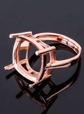 s925银枕形多尺寸戒指空托