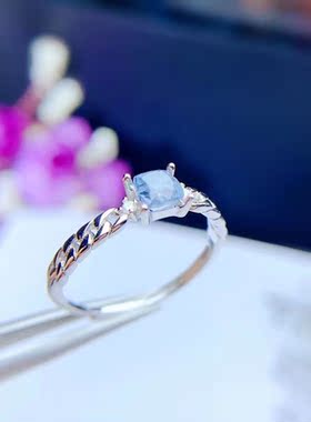 女纯银方形戒指空托简约百搭风