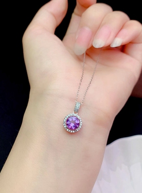 S925纯银镀18K金吊坠银空托 尺寸圆6.5mm可镶嵌莫桑钻水晶翡翠等