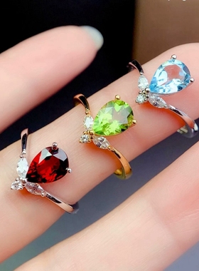 diy纯银水滴形时尚风戒指