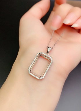 新s925纯银长方形枕形大尺寸吊坠