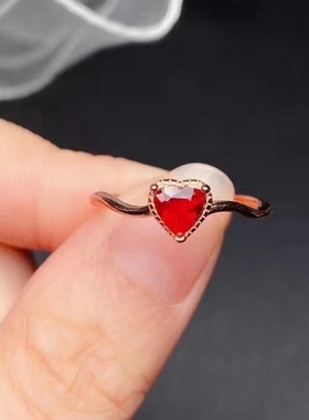 S925银时尚简约心形戒指指环空托心5*5mm 代镶嵌水晶碧玺祖母绿等