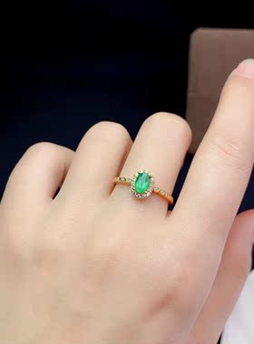 新S925纯银戒指银空托小尺寸4*6mm可镶嵌红蓝宝祖母绿裸石戒面