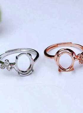 纯银原创镶嵌红宝石戒指空托