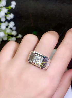 s925银克拉钻男戒戒指莫桑钻空托