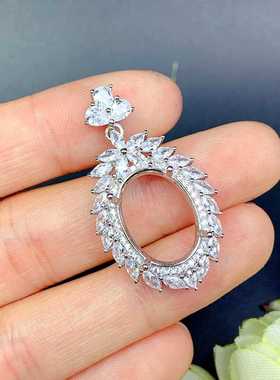 新款椭圆吊坠空托S925纯银女