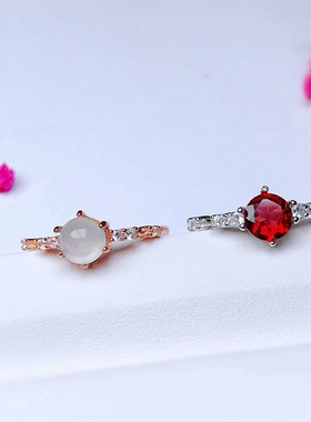 圆形翡翠碧玺水晶戒指空托