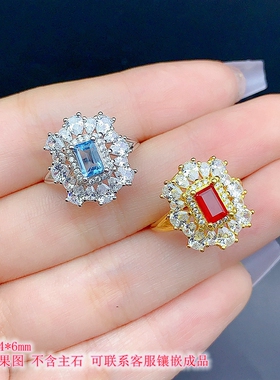 S925纯银戒指空托简约清新精致