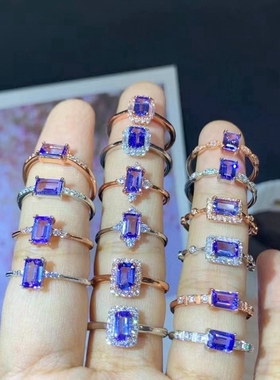 新S925纯银长方形戒指银空托尺寸4*6mm时尚轻奢百搭镀18k白金