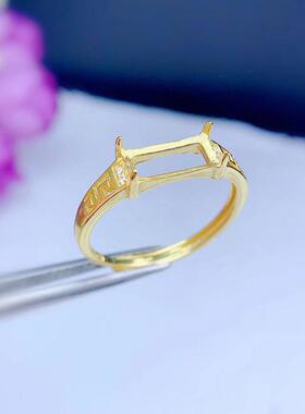 女纯银长方形戒托简约百搭风