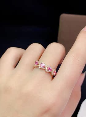 新S925纯银群镶 水滴戒指银空托小尺寸3*4mm可镶嵌红蓝宝祖母绿等