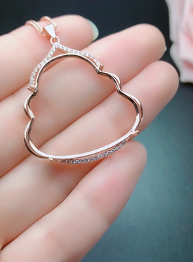 s925银佛公吊坠空托上挂件翡翠