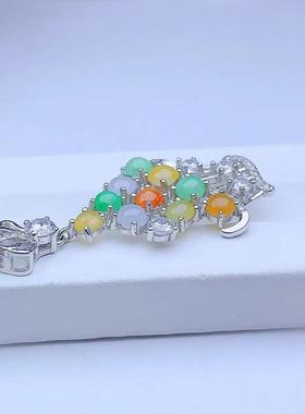 纯银吊坠空托群镶多粒空托