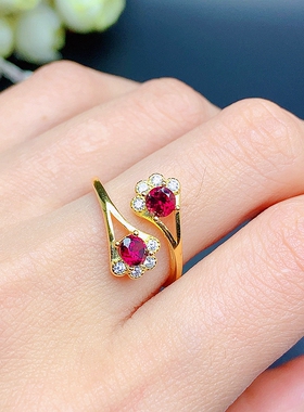 时尚风百搭裸石戒指银空托圆4*4