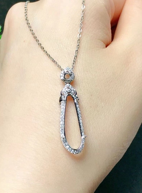 纯银吊坠空托翡翠福瓜挂件