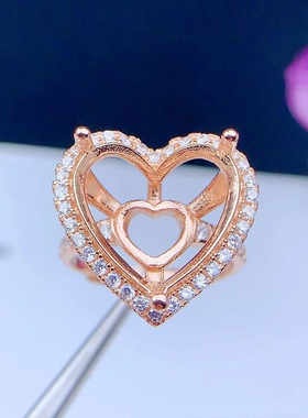 女纯银戒指空托奢华大气礼物