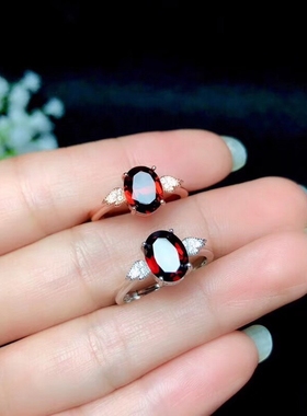 s925银套装空托戒指等耳钉红宝石