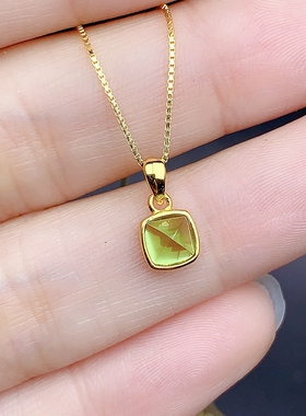 S925纯银方形吊坠空托百搭通勤款