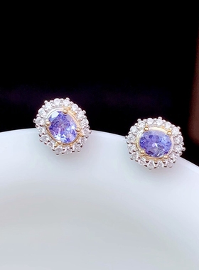 纯银电镀耳钉满钻空托