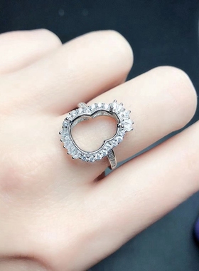 新S925纯银葫芦戒指银空托 尺寸8*10*13mm时尚豪华款活口戒指空托