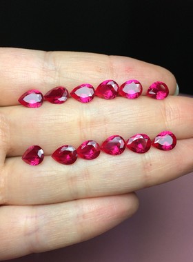 红刚玉戒面水滴形耳钉空托