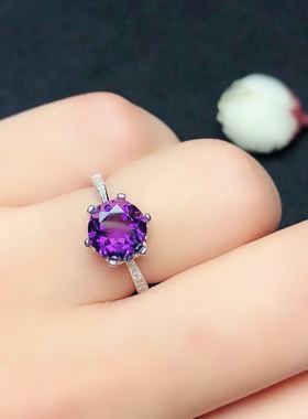 s925银女款戒指空托圆碧玺翡翠