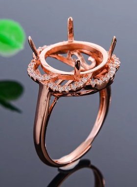 s925银女款戒指圆形圆大尺寸翡翠