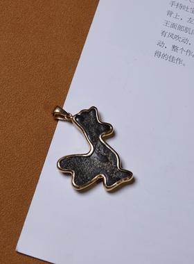 唃厮罗千年老天铁托甲包金吉祥鸟吊坠挂件大鹏金翅鸟项链随身吊饰