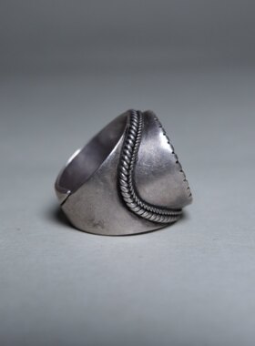 稀有手工s925纯银镶嵌螺钿尸陀林主戒指开口全品文玩随身一图一物