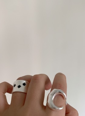 潮酷指环芒星金属复古女