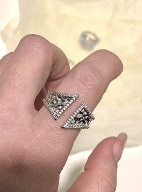 法式精美刺绣蕾丝镂空花纹戒指镶嵌小众复古指环