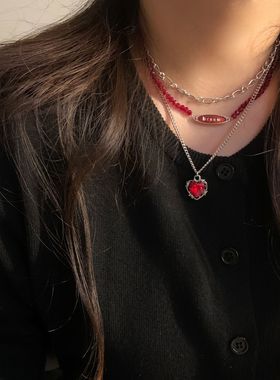 小众锁骨链金属爱心女