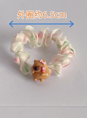 卡皮巴拉甜美圆点网纱小肠发圈