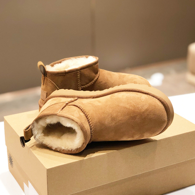 周冬雨同款皮毛一体雪地靴真牛皮